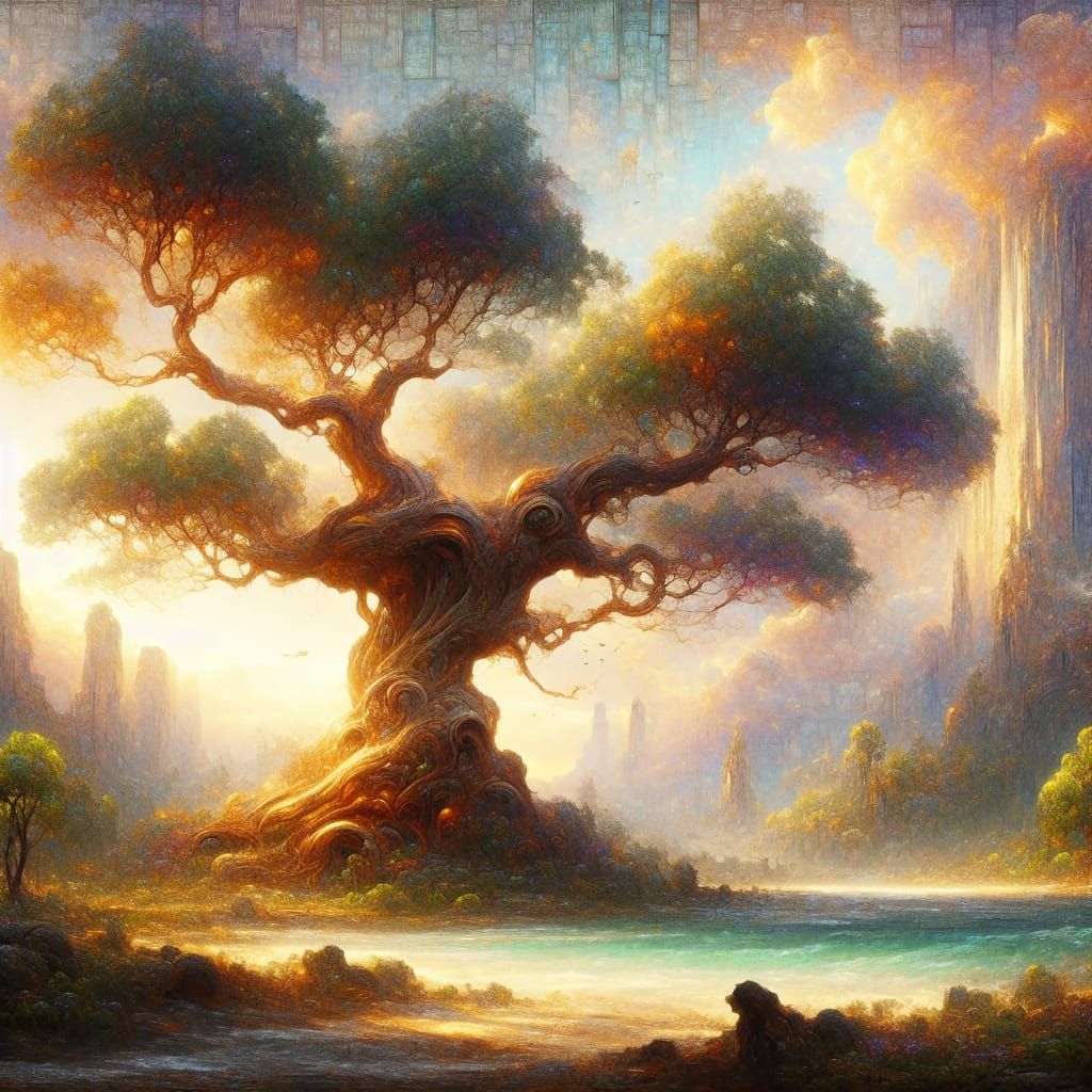 Majestic Tree in Matte Painting Style