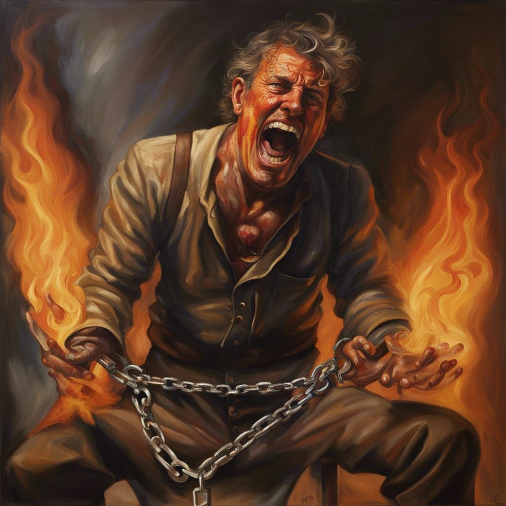 Fiery Agony: A Hyperrealistic Trompe-l'œil