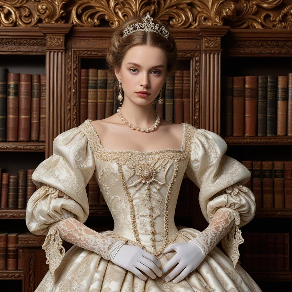 Opulent Ivory Silk Dress with Pearl Embroidery