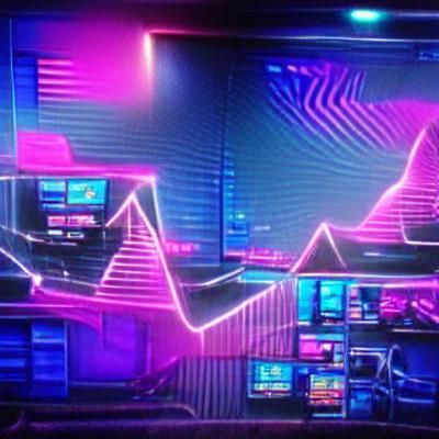 Vaporwave: Static TV Wall in Neon Synthwave Style