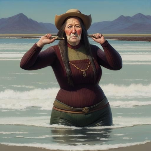 Anthropomorphic Walrus Woman in Oil Painting Style