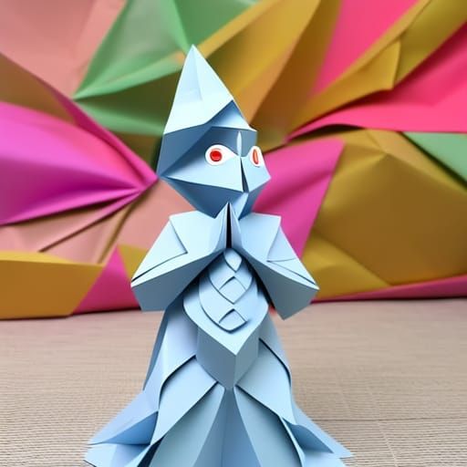 Dancing Ganesha in Origami Papercraft Style