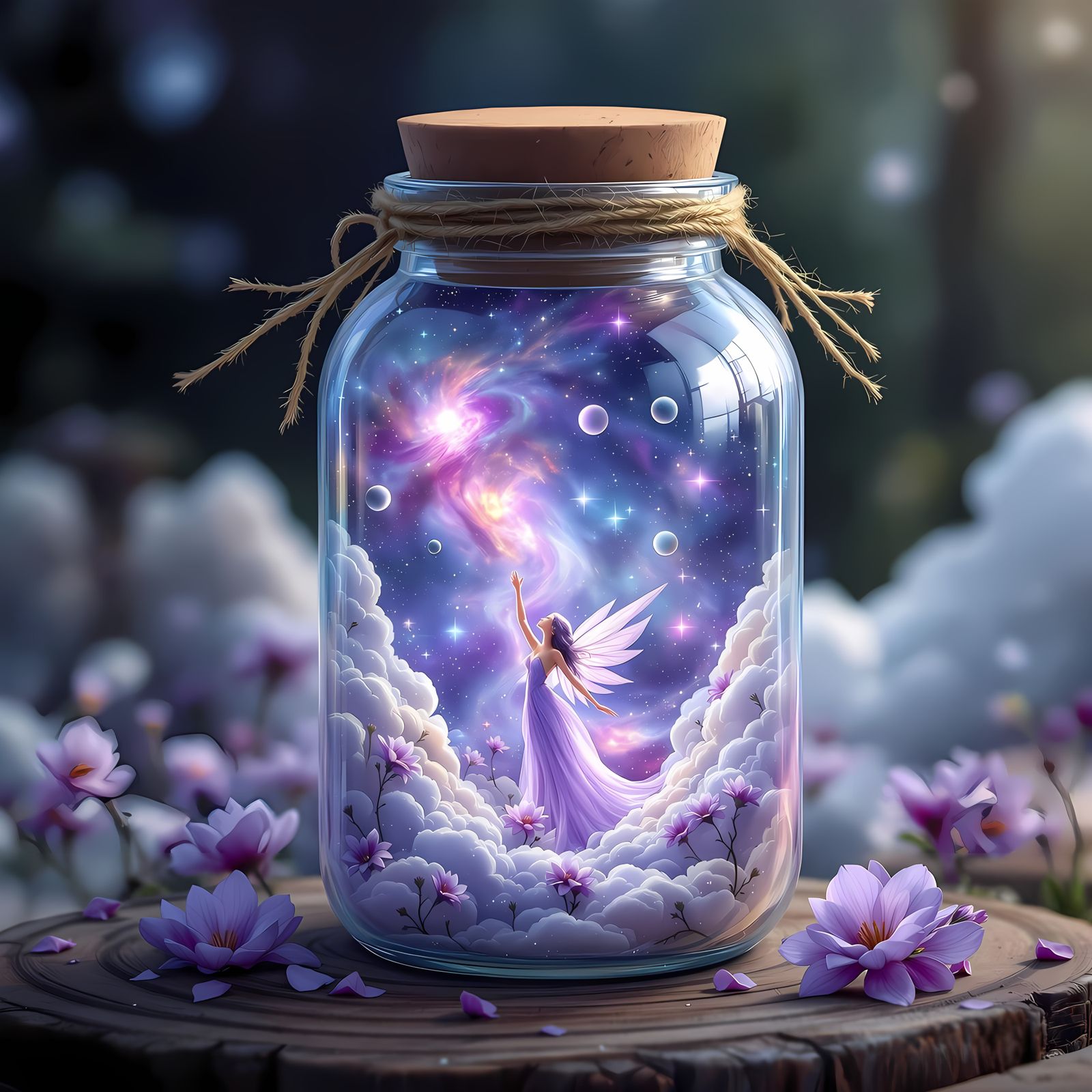 Ethereal Fairy Realm Within a Glass Jar