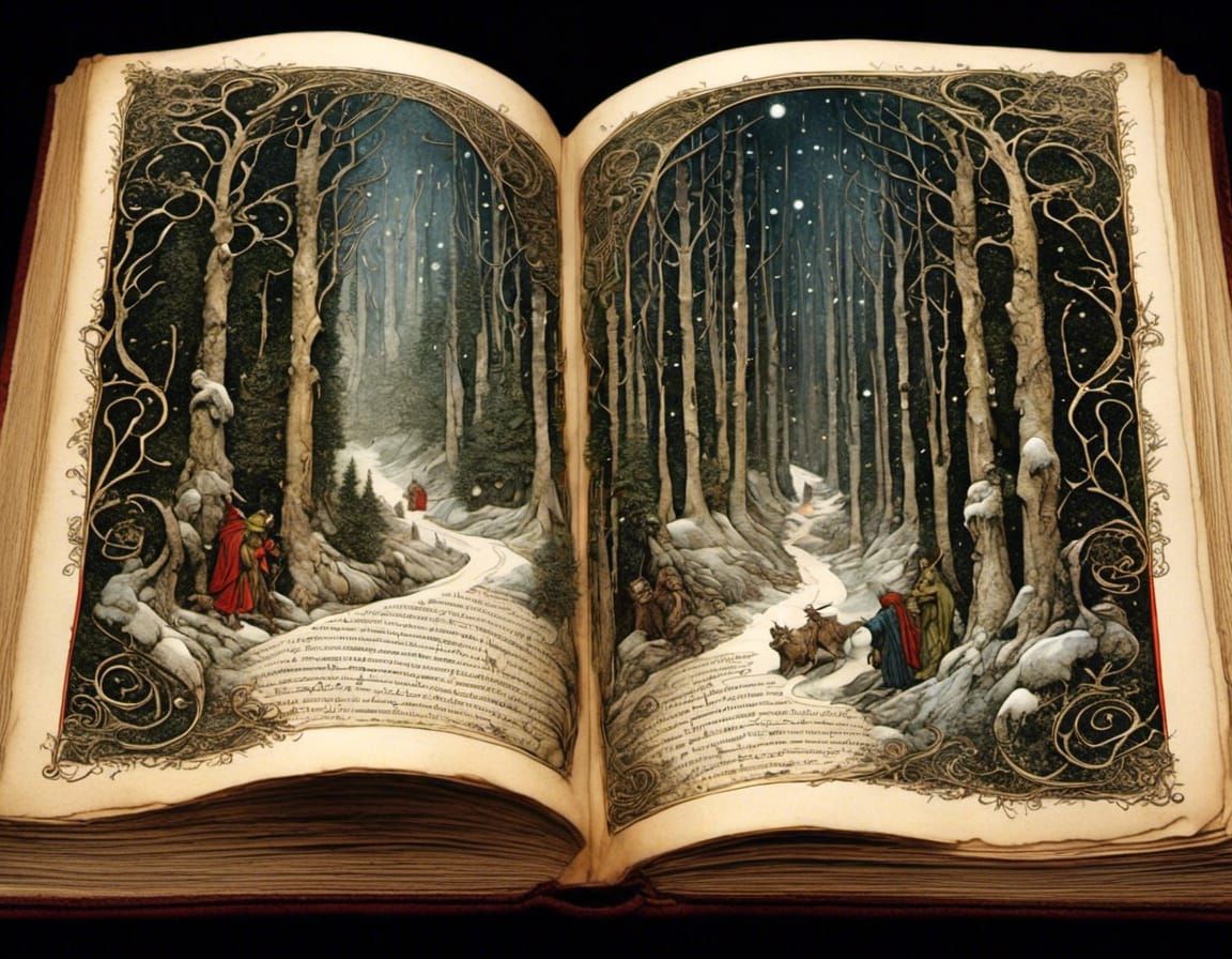 Illuminated Faery Manuscript: Snow Forest Lore
