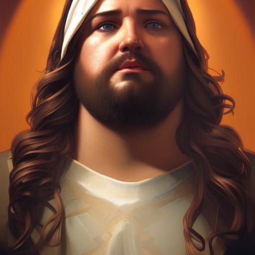 Obese Jesus: Detailed 8k Concept Art Portrait