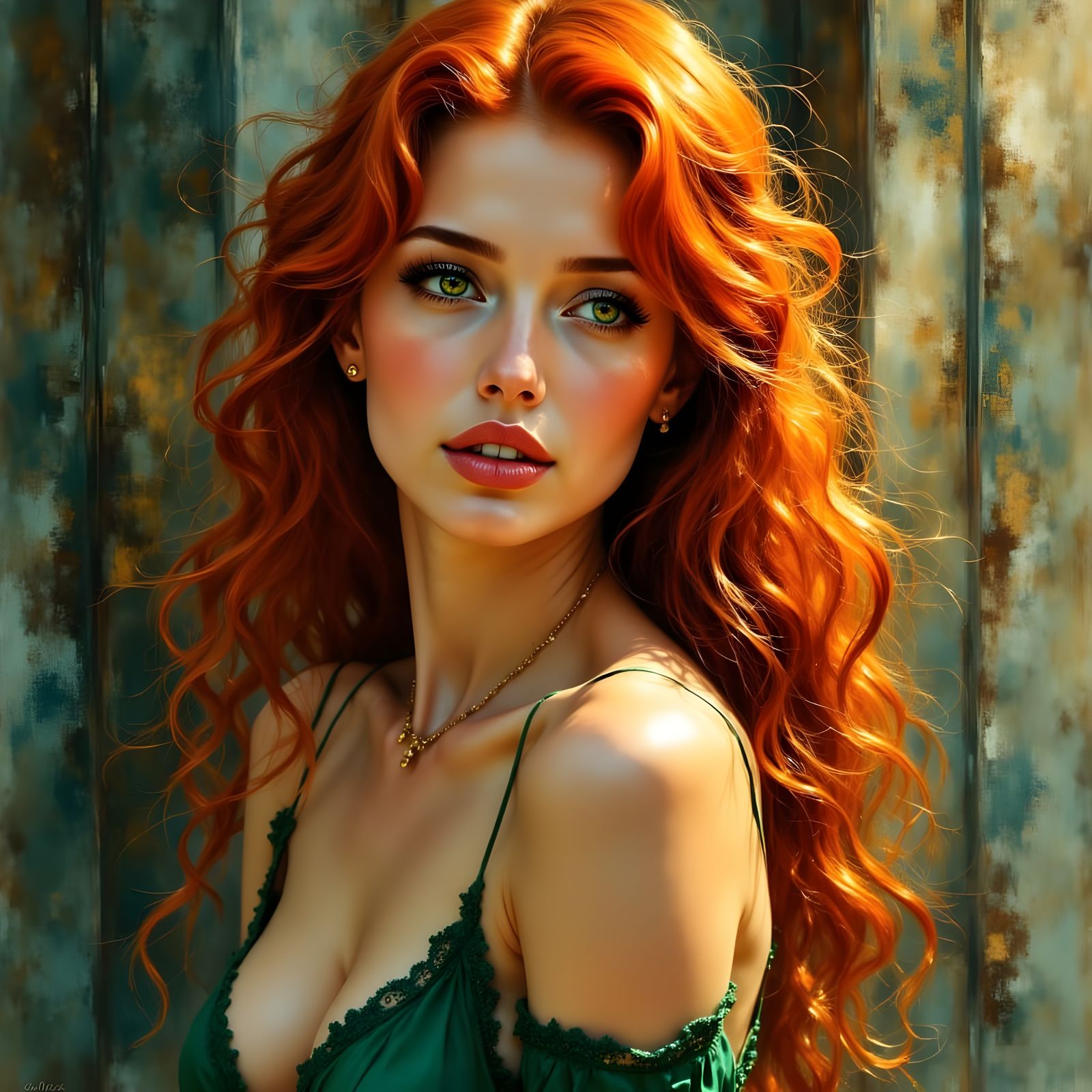 Beautiful Norse Goddess Smiling, Watercolor on Parchment