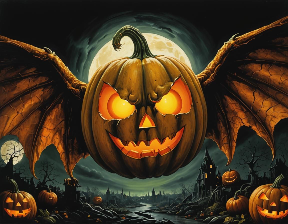 Great Pumpkin Descends on Halloween in Metarealism Style