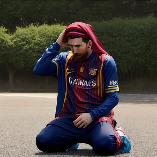 Messi as Muslim Man in Prayer