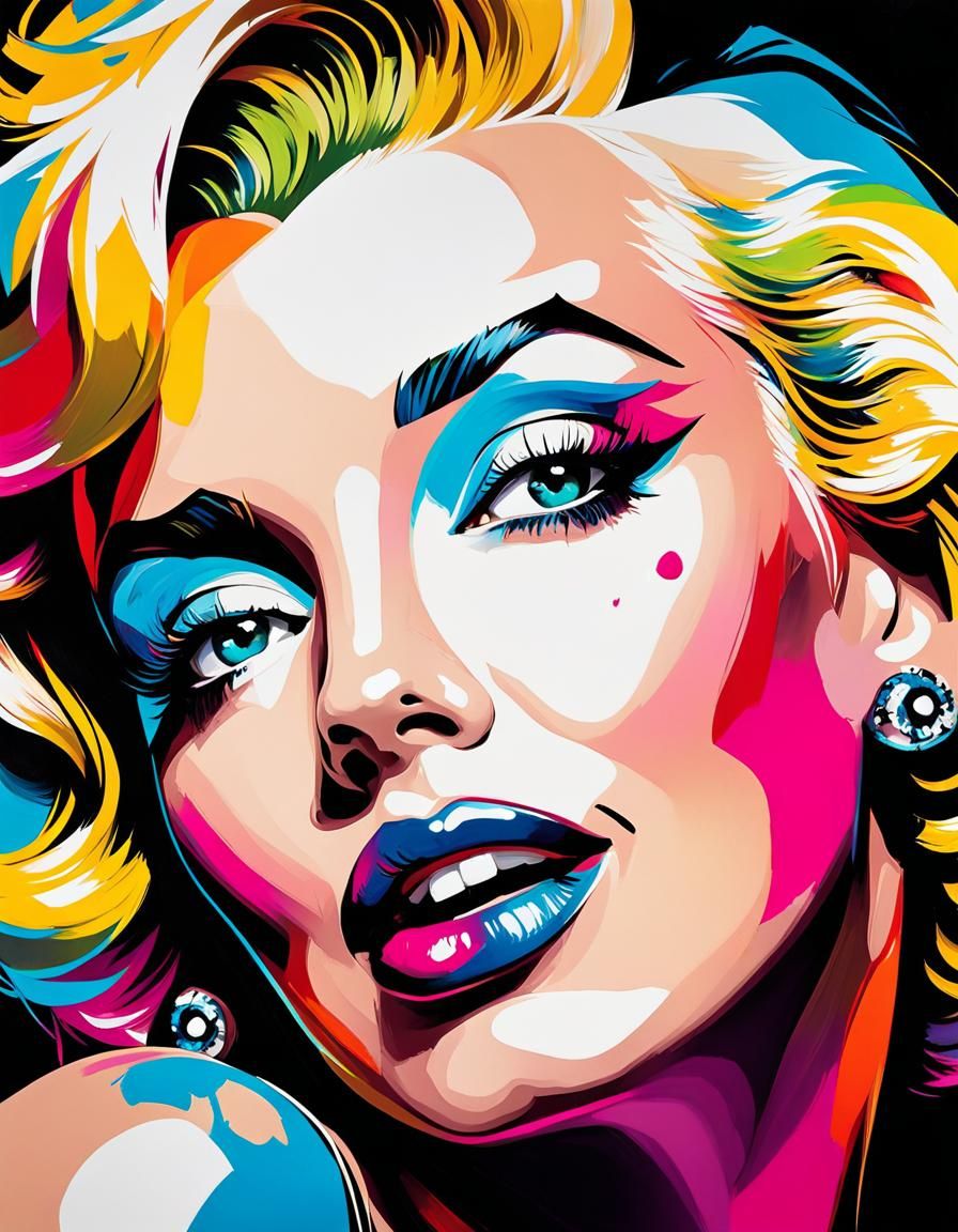 Colorful Marilyn Monroe Portrait in Expressionist Graffiti A...