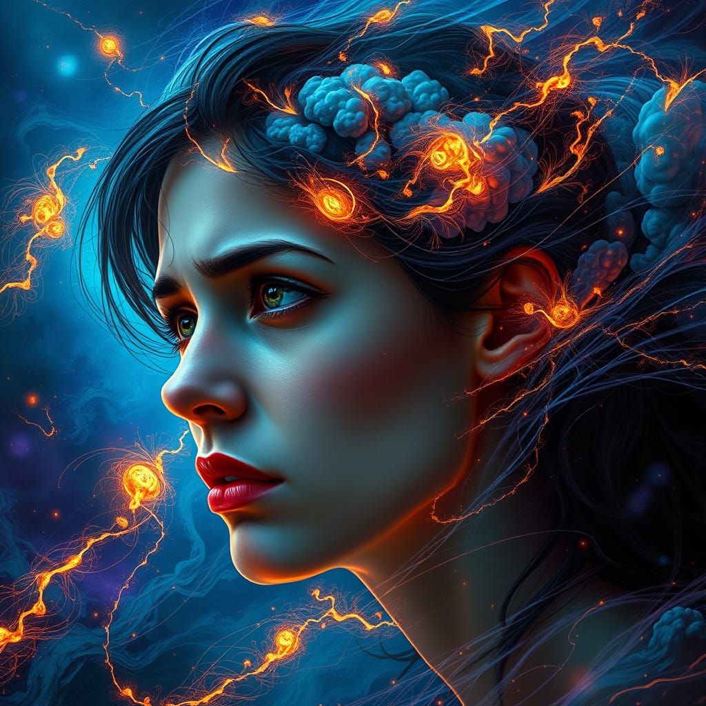 Deep Contemplation Amidst Swirling Ethereal Energies