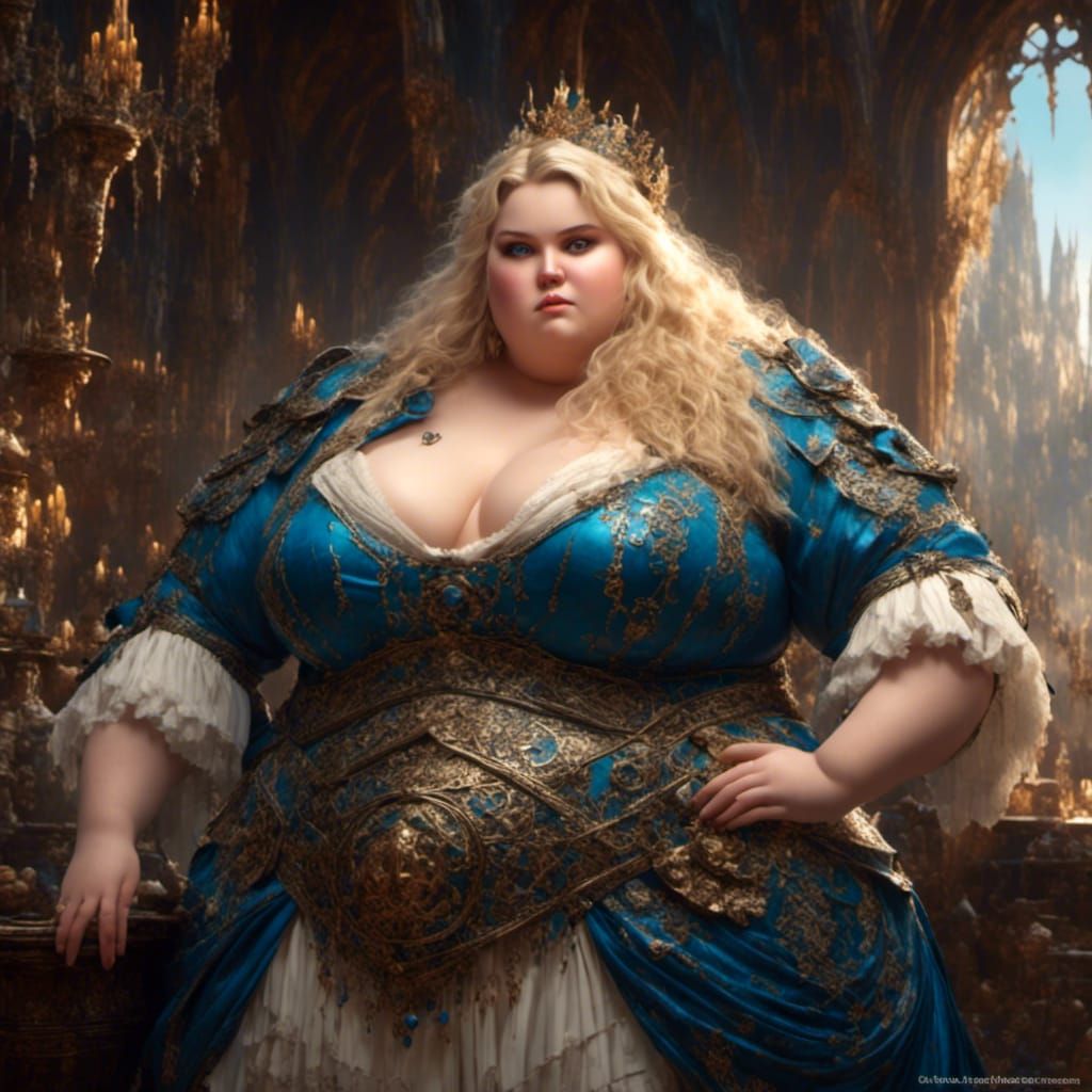 Obese Medieval Woman with Blonde Hair and Blue Eyes