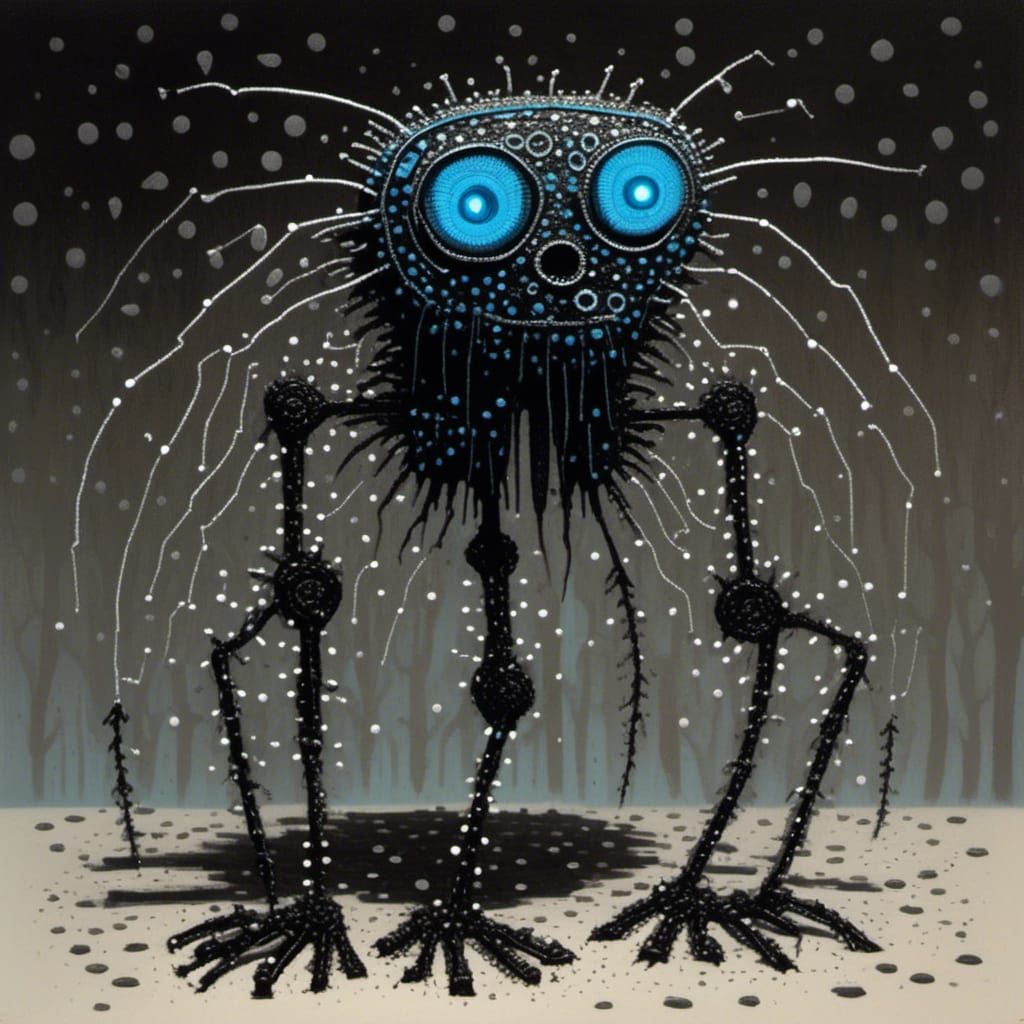 Cosmic Creature Trapping Butterflies in Macabre Display