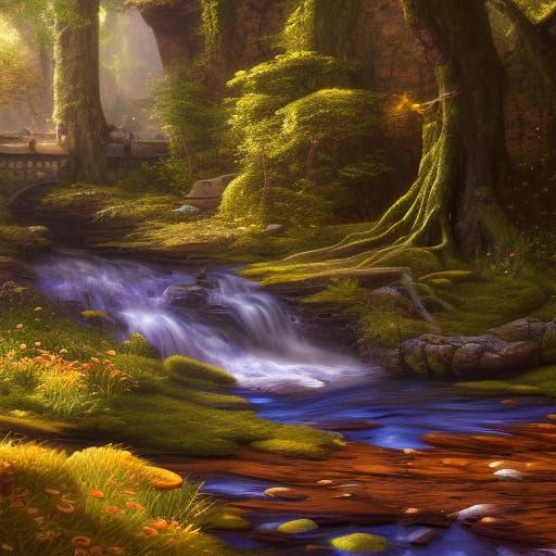 Mystical Babbling Brook: Fantasy Concept Art
