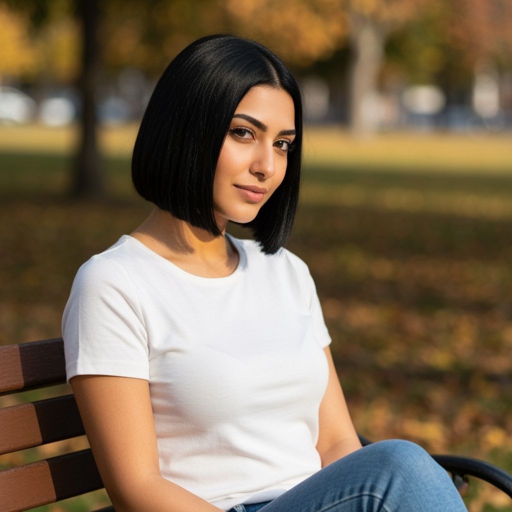 Young Middle Eastern Woman in Autumn Park