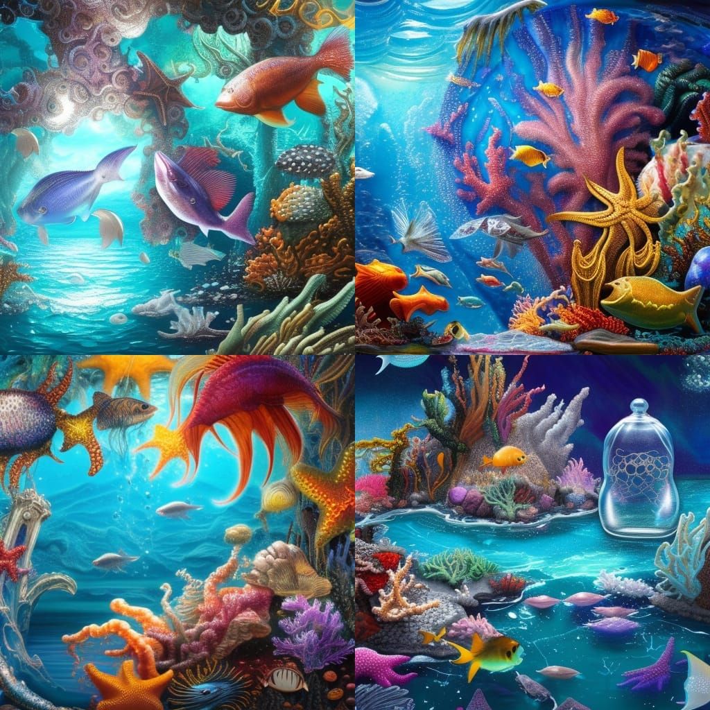 Ocean Ecosystem in Detailed Glass Jar