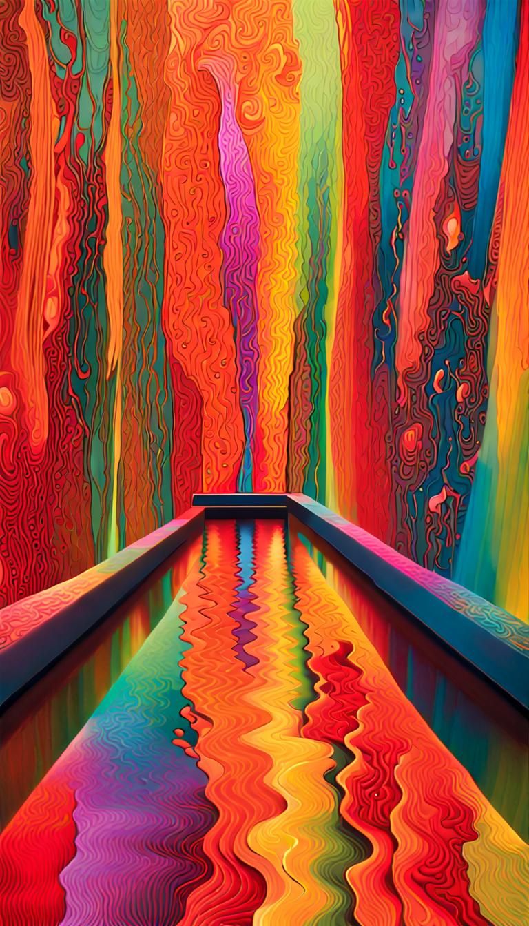 Vibrant Maximalist Art Display in Psychedelic Style