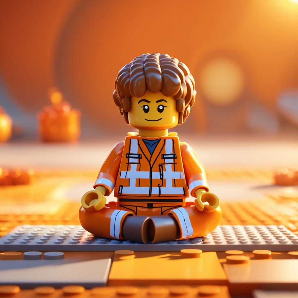 Lego Minifigure Meditating in Pixar Style
