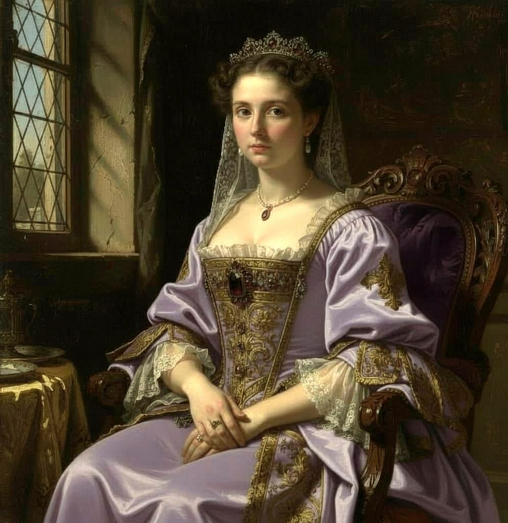 Baroque Portrait of a Woman in Violet Gown