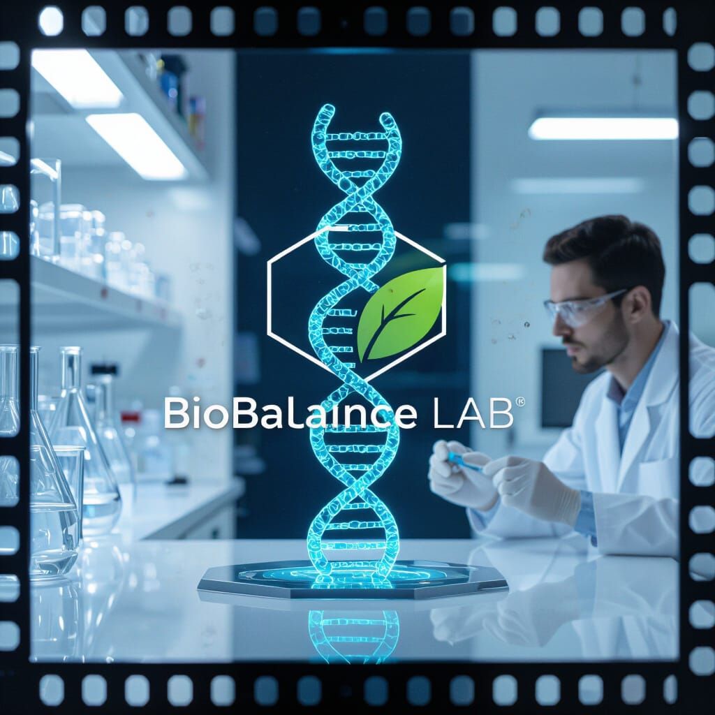BioBalance Lab Logo in Modern Biohacking Laboratory