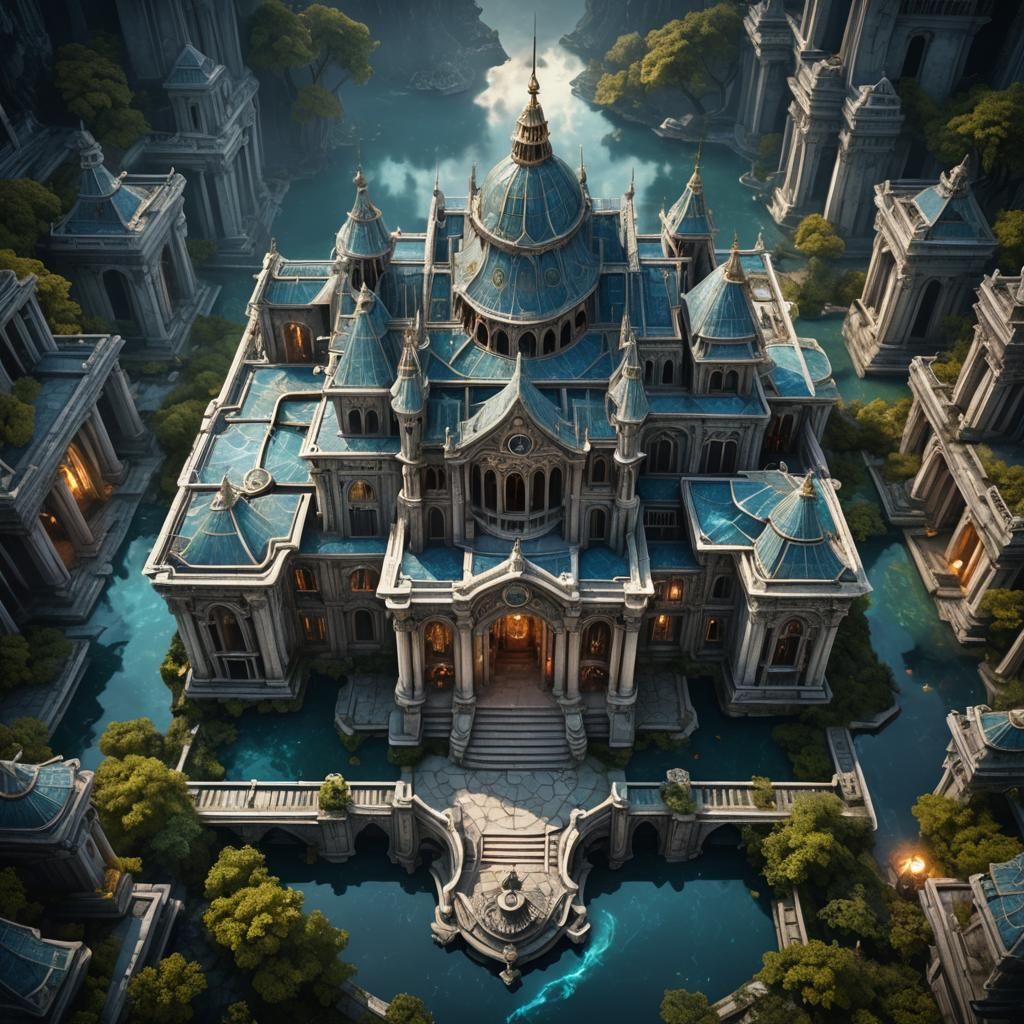 Fantasy Ghost in Dark Marble Palace Art
