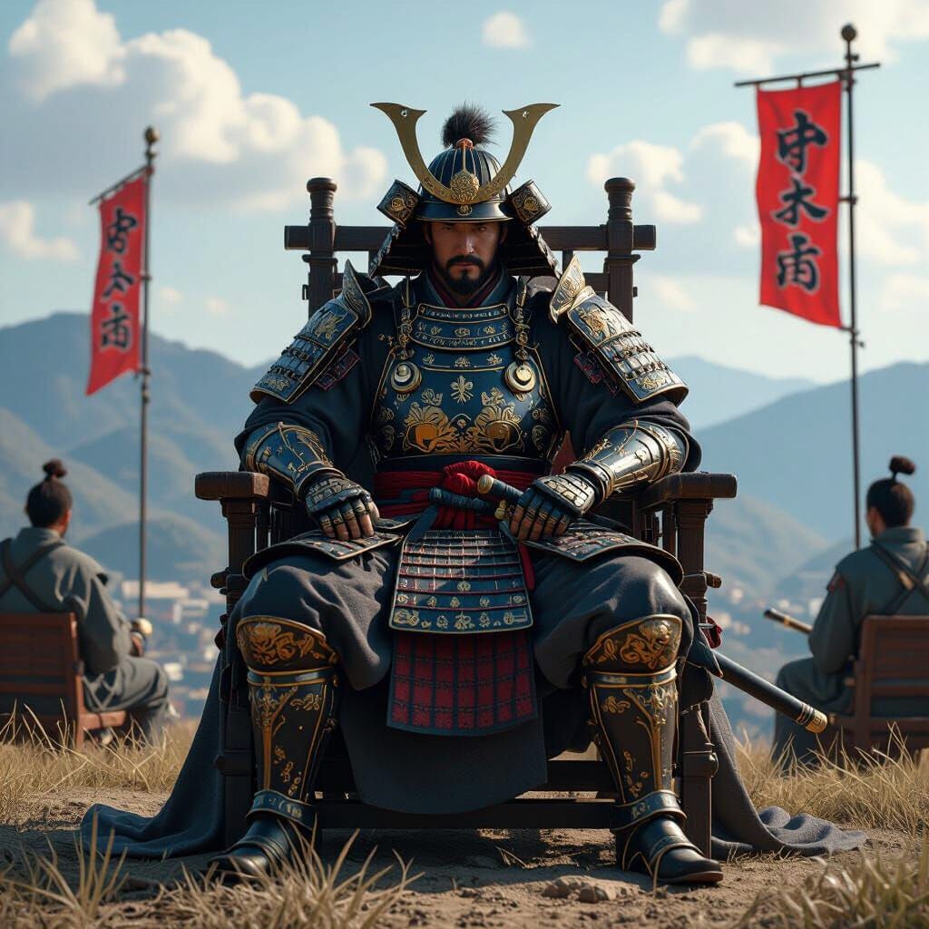 Takeda Shingen Overlooking Osaka Battle in 3D CG Style