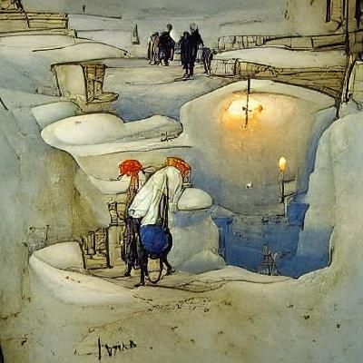 Charming Village Scene in Anton Pieck Style