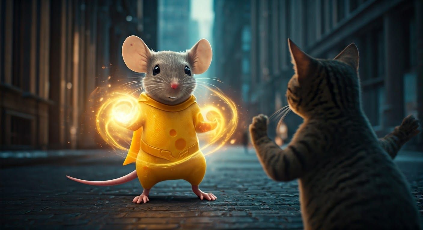 Cheesy Hero in Cinematic Action