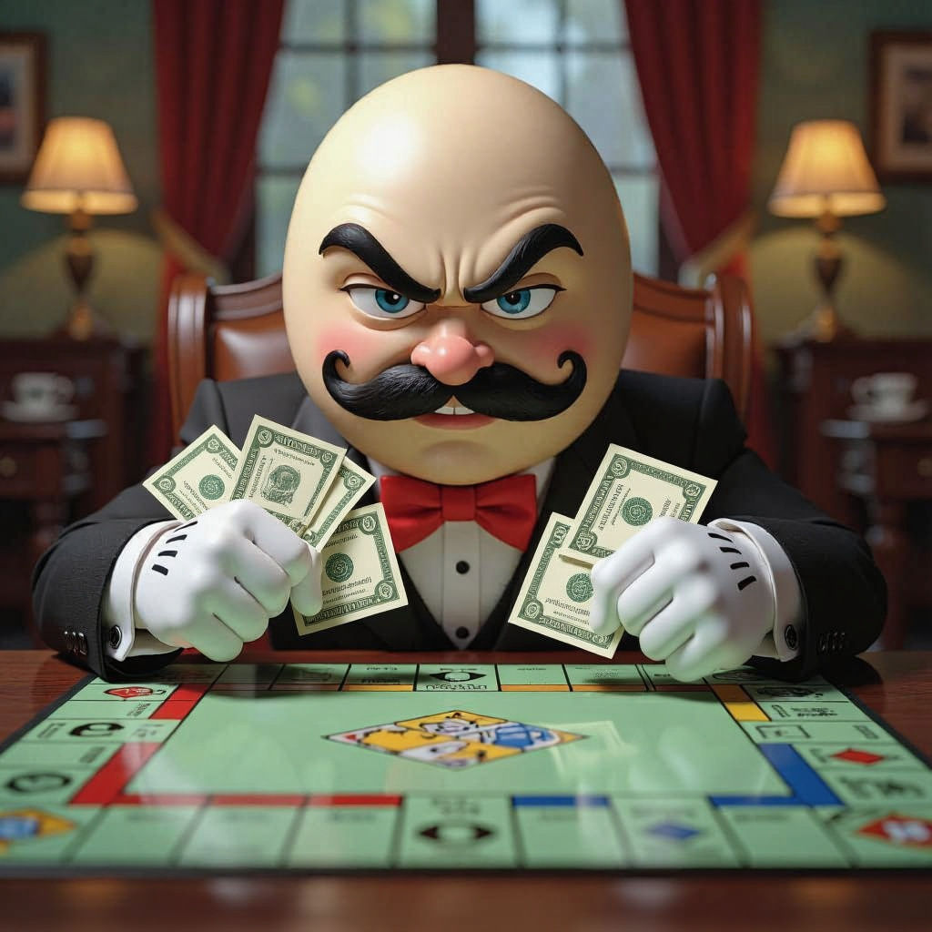 Angry Egg Monopoly Man Slamming Fists