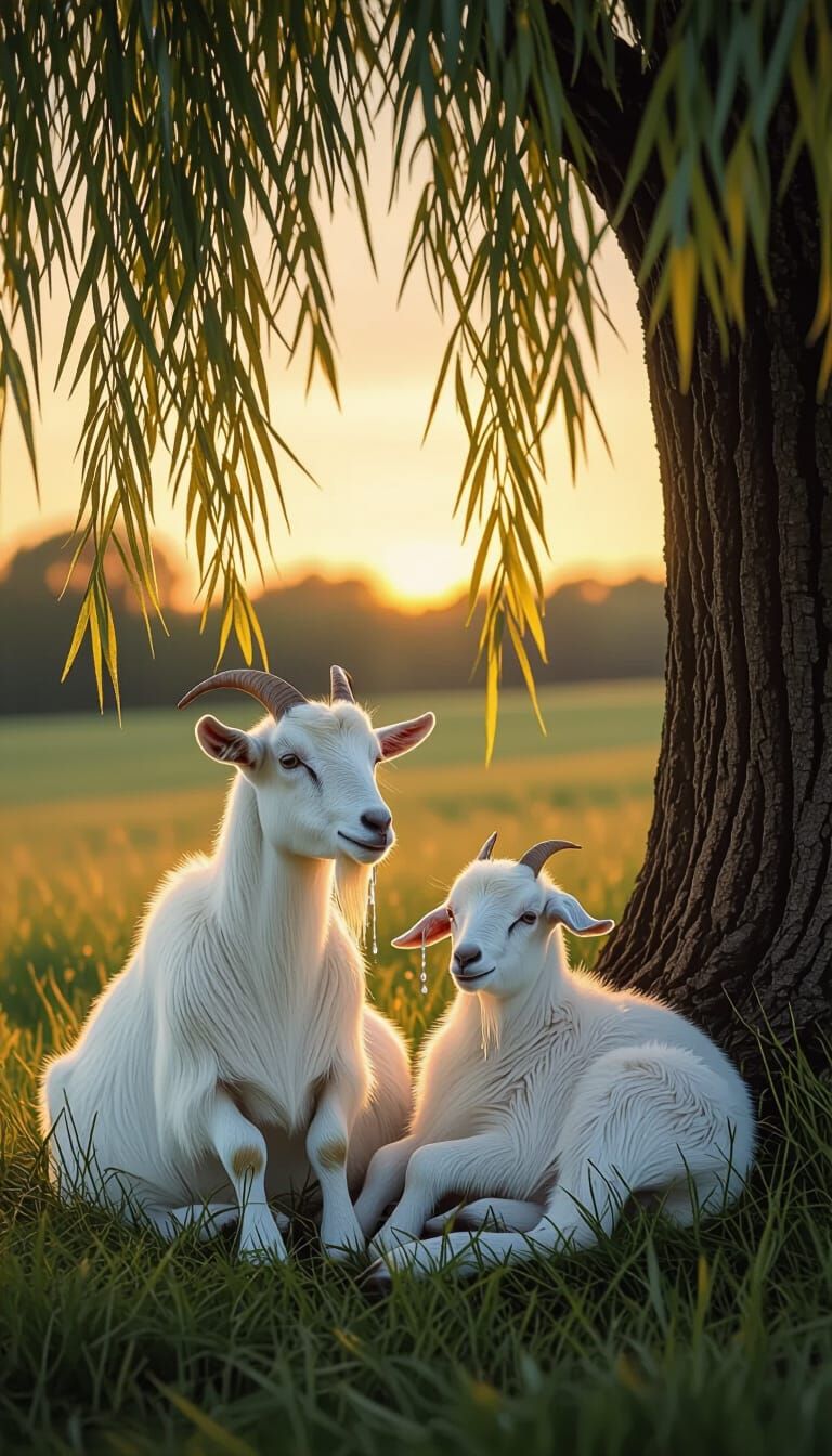 Emotional Goat Mourns Grandmother at Sunset