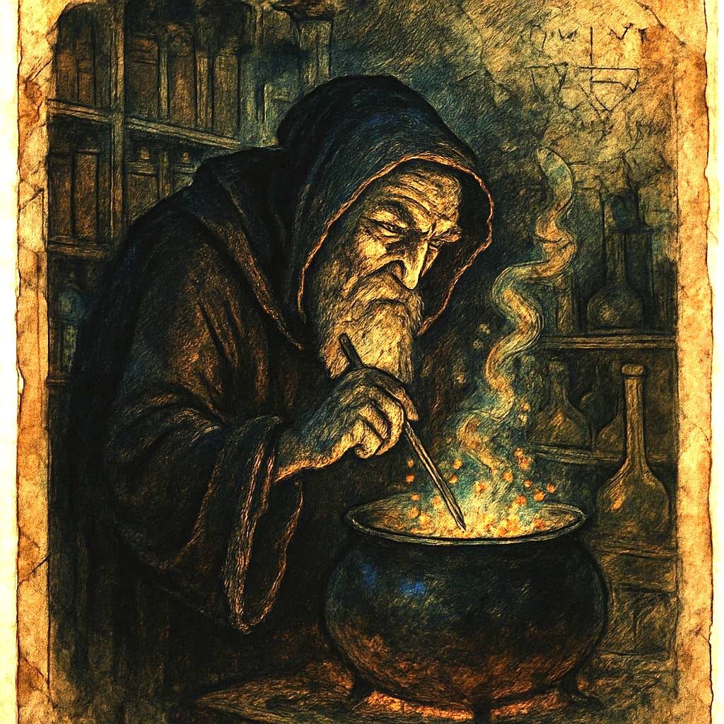 Alchemist in Laboratory: Golden Age Illustration