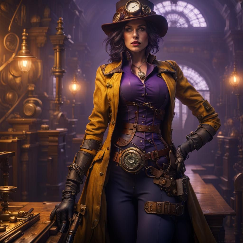 Steampunk Gunslinger in Dark Fantasy Style