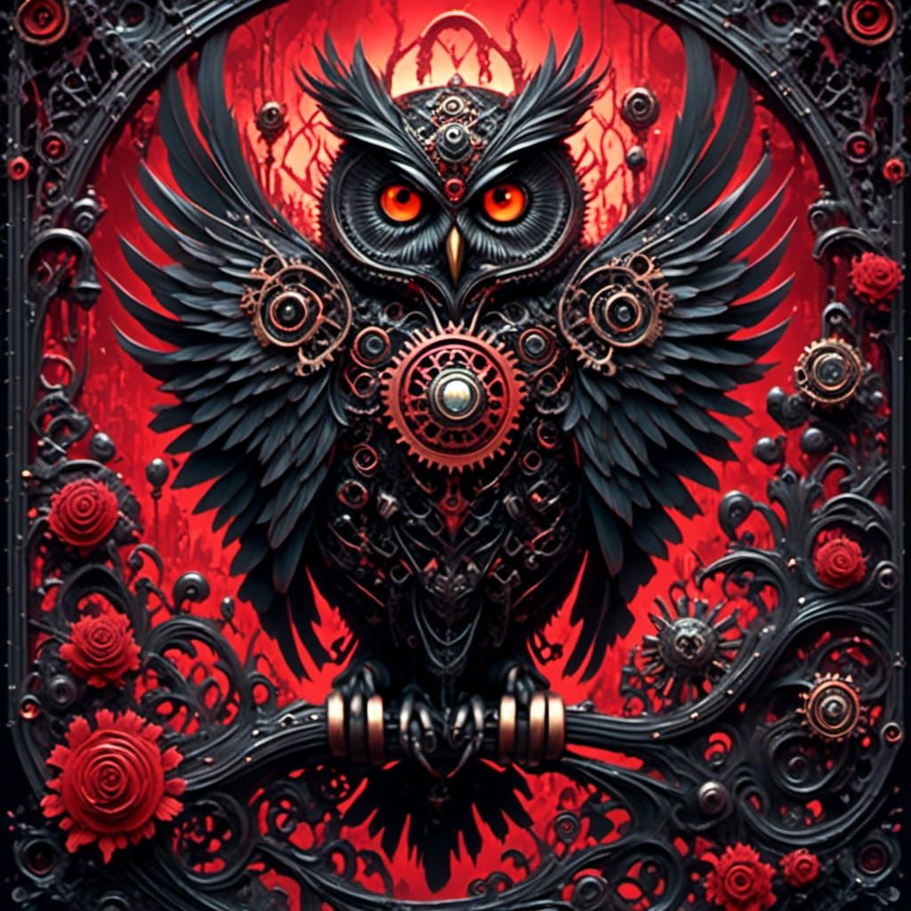 Steampunk Mechanical Owl with Gears
