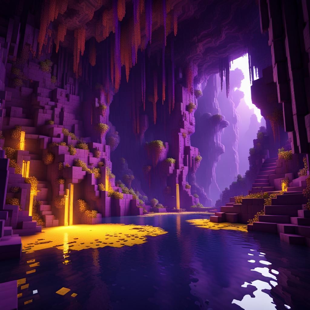 Dark Fantasy Minecraft Lush Cave in Unreal Engine