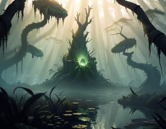 Bullywug in Misty Swamp: Epic 3D Game Graphics