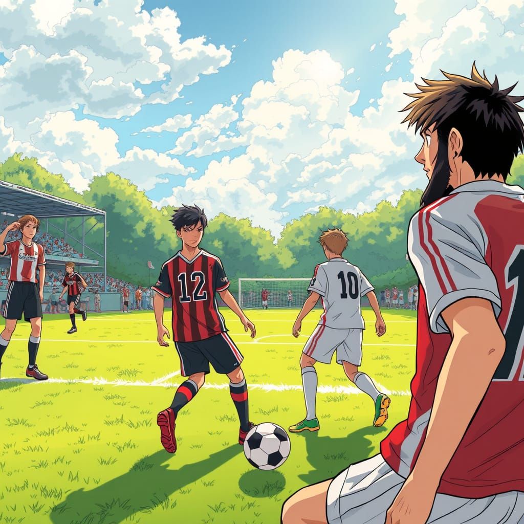 Anime Football Scene with Yoichi Isagi and Michel Kaiser