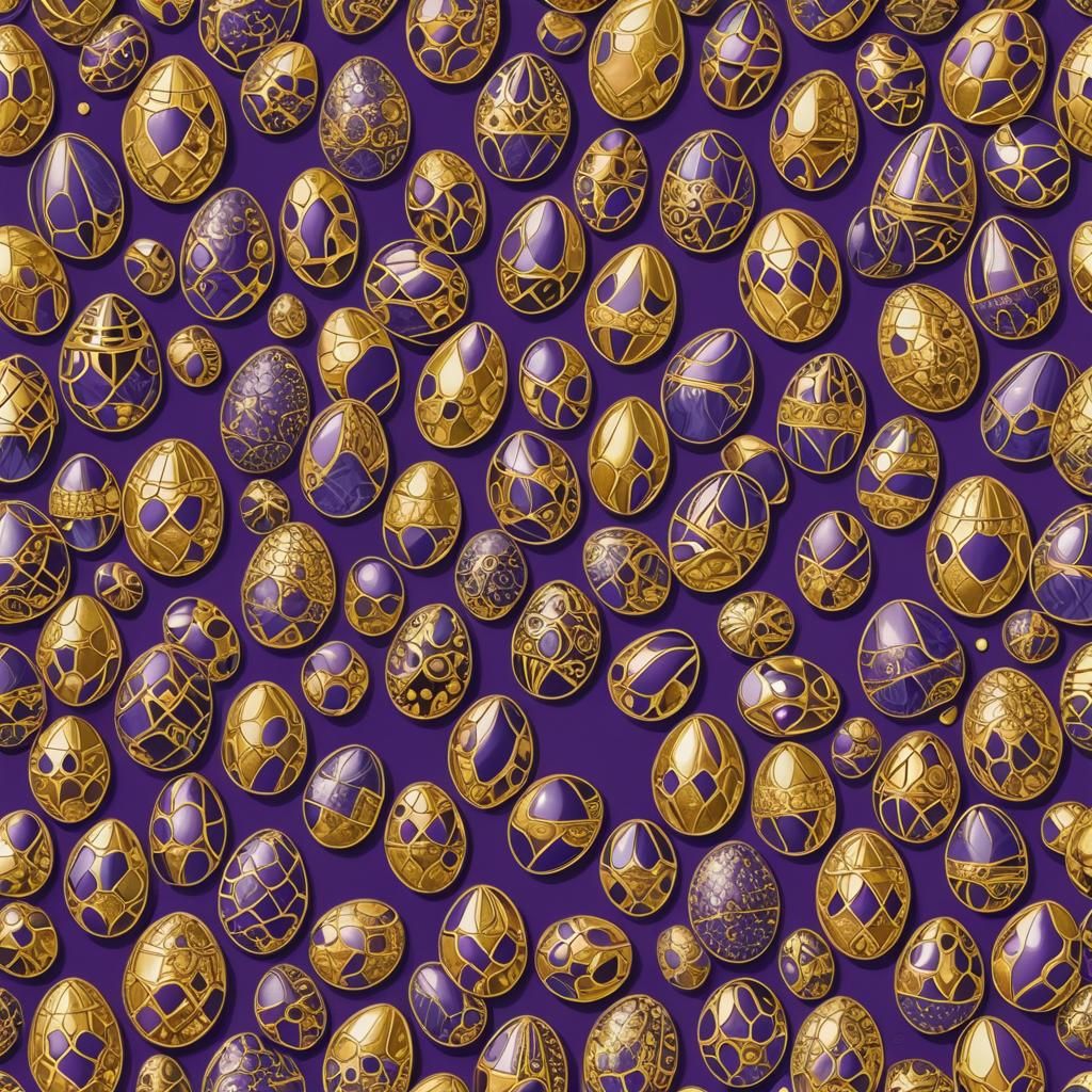 Pop Art Fabergé Eggs in Purples and Golds