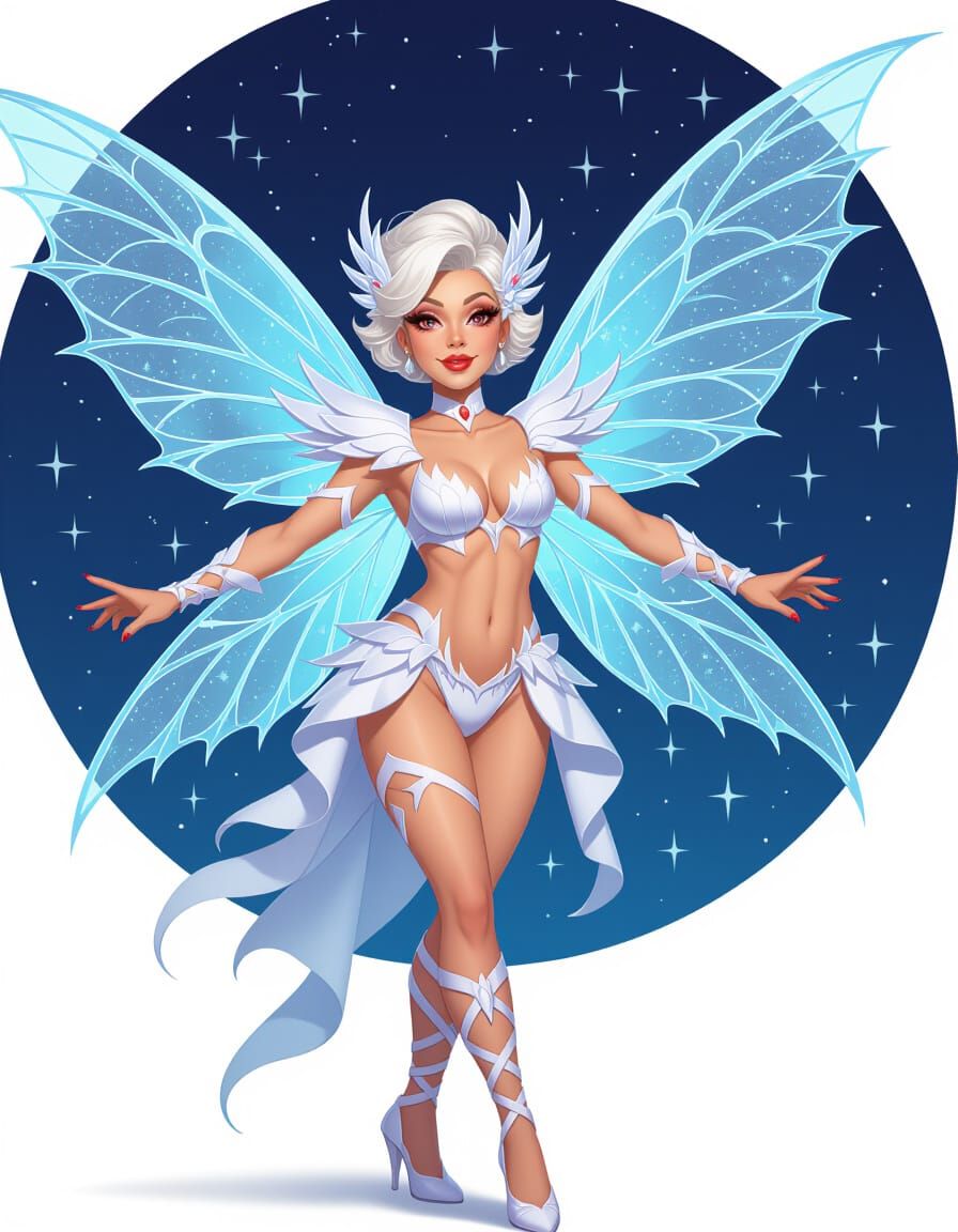 Ice Fairy Showgirl in Gothic Theater: Dark Fantasy Art