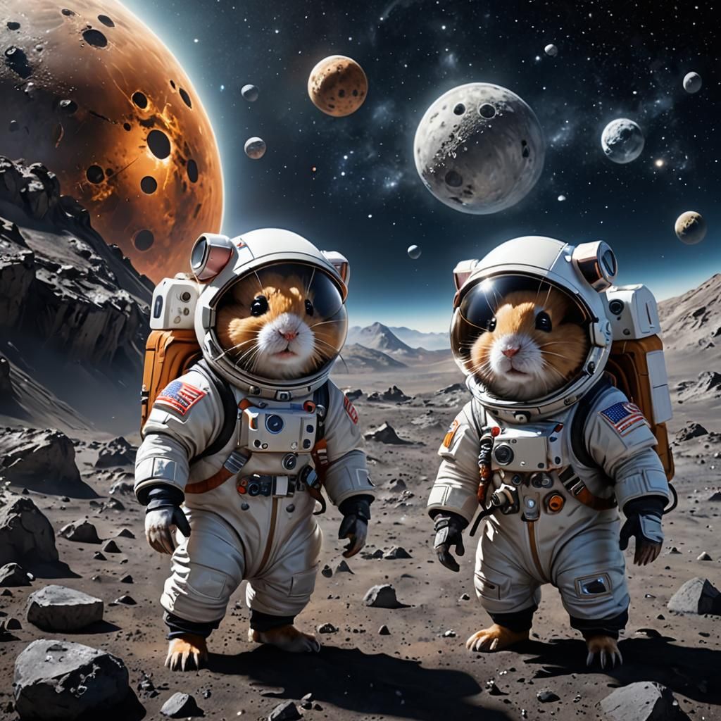 Hamsters in Spacesuits on the Moon