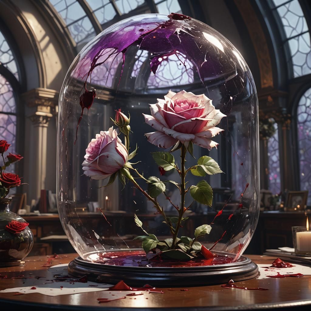 Rose with Blood Splatter: Dark Fantasy Art