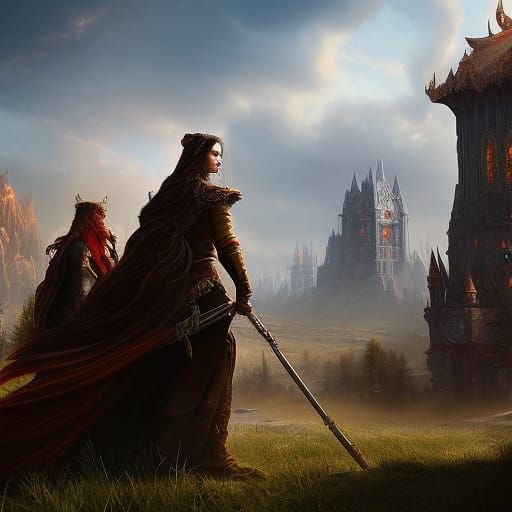 Cinematic Woman with Her Wolfwere Husband