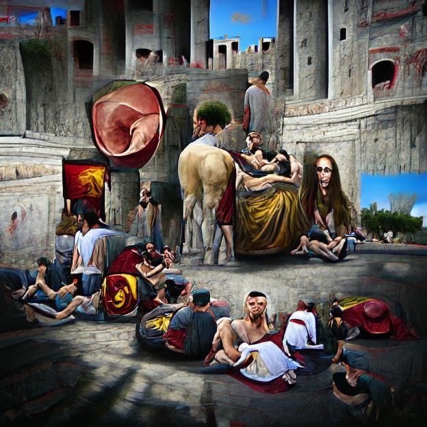 Hyperrealistic Colosseum Painting in Renaissance Style