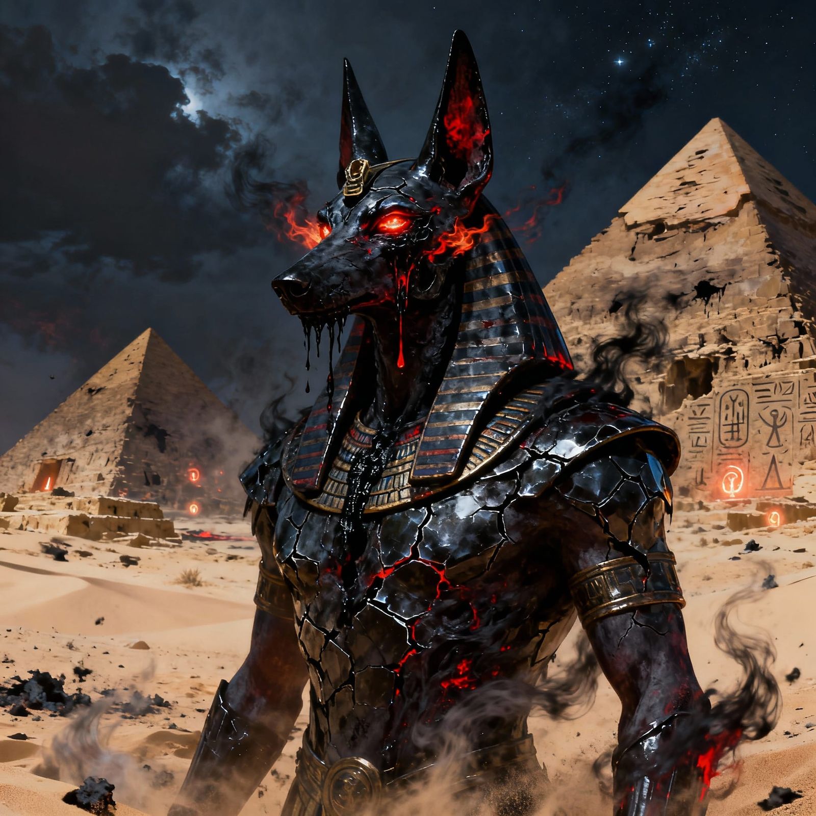 Corrupted Anubis Deity in Dark Fantasy
