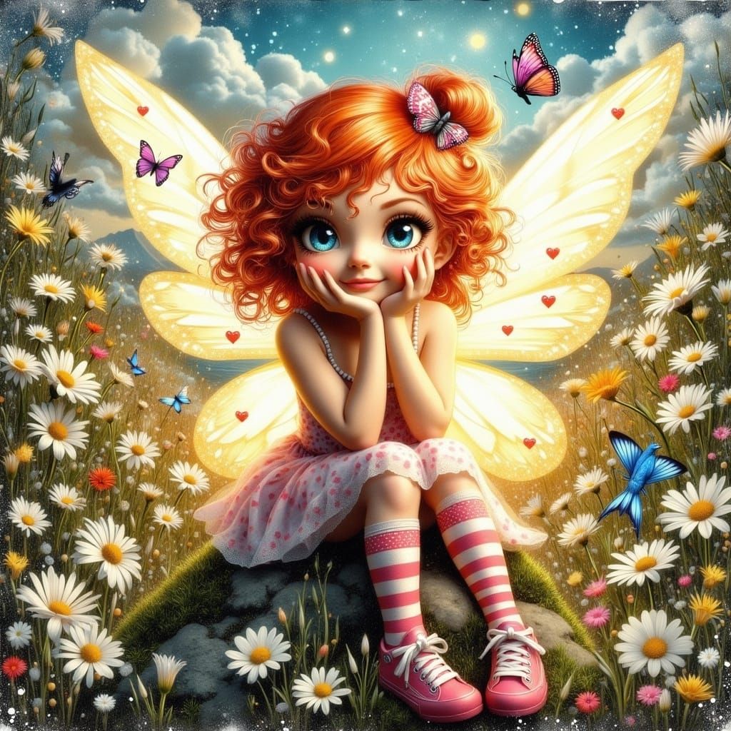 Delicate Fairy in Enchanted Meadow