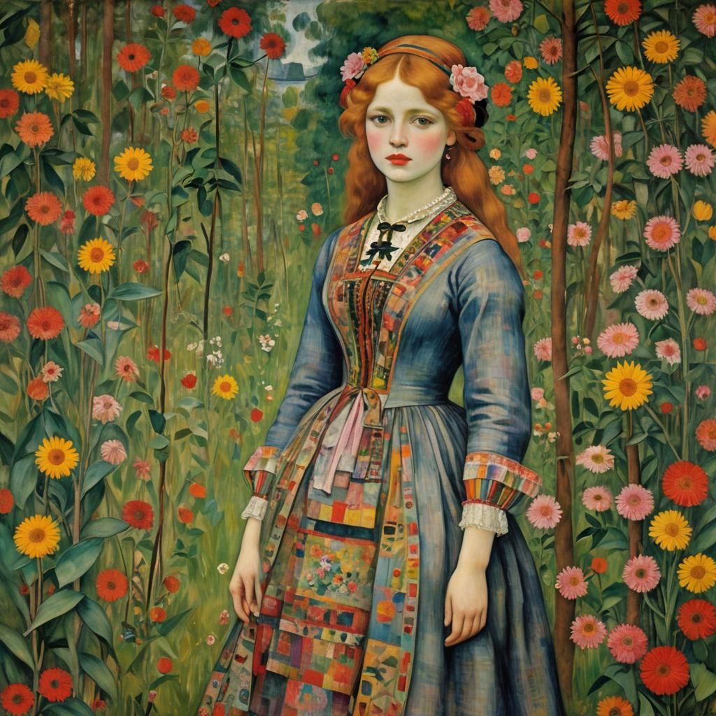 Harmonious Fusion: Klee, Klimt, Renoir, Waterhouse