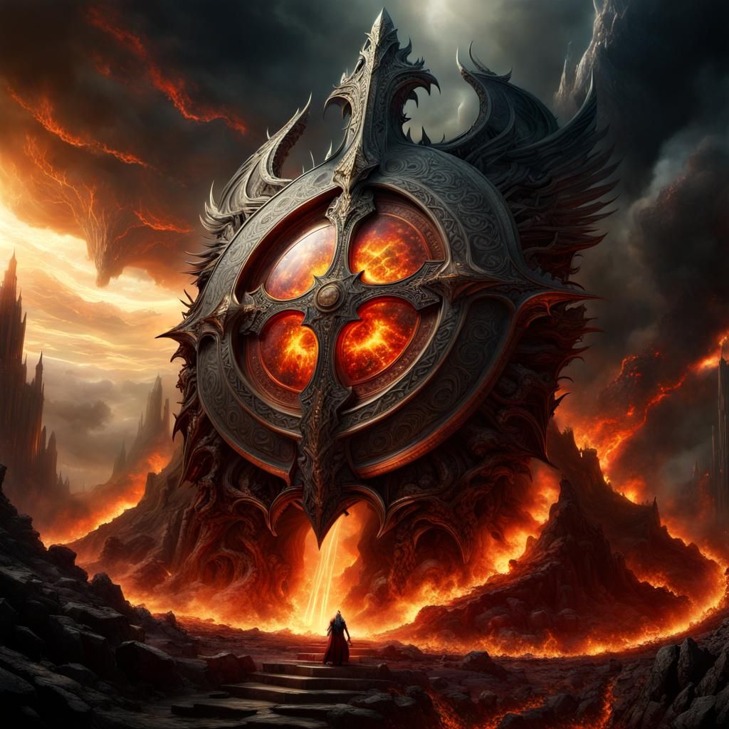 Divine Shield Against Hell's Wrath: Epic Fantasy Art
