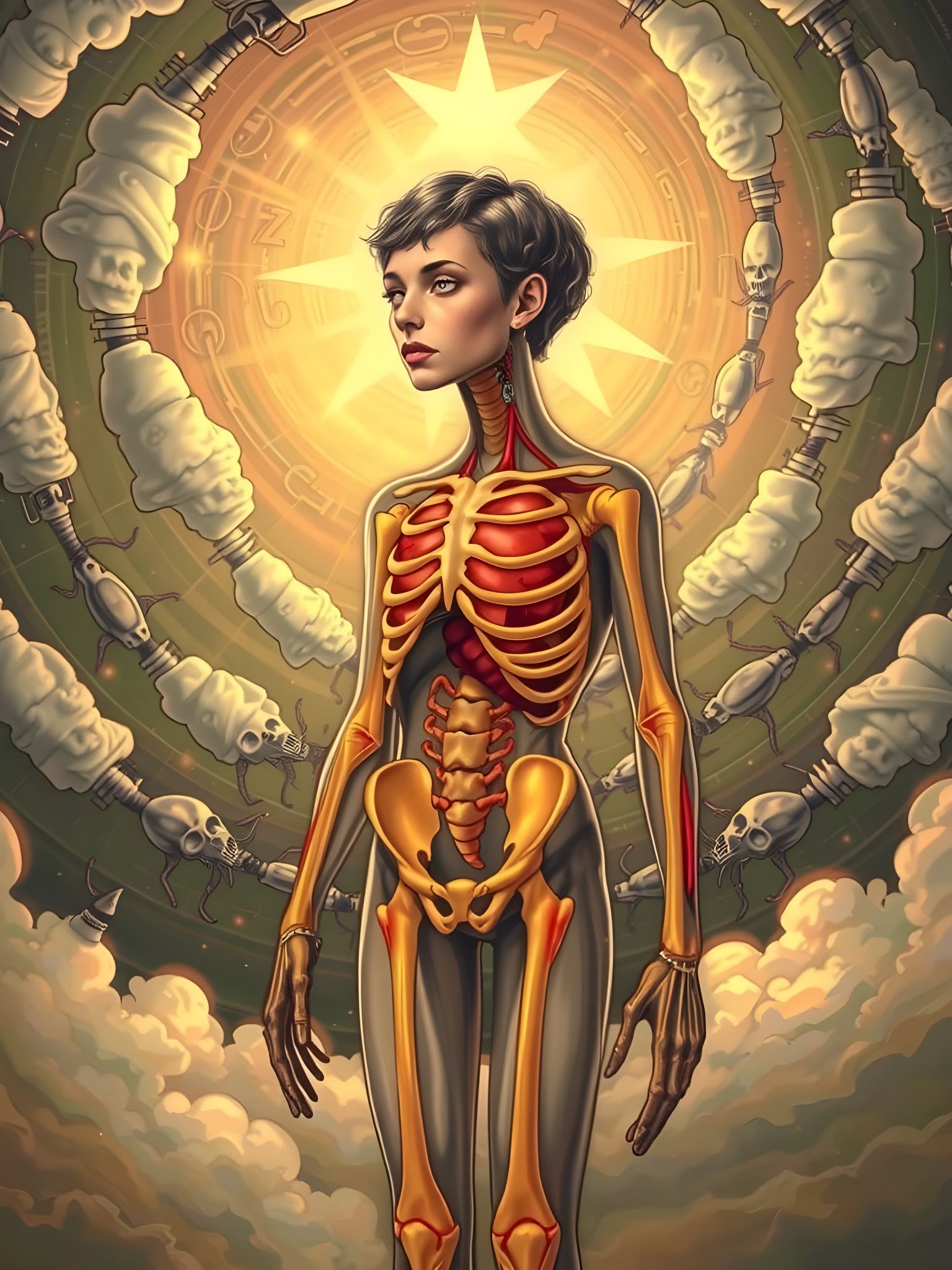 Surreal Depiction of Human Evolution and Life Cycle