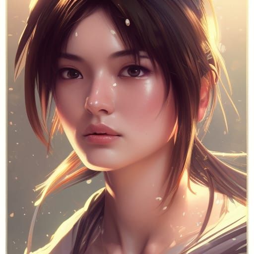 Dynamic Portrait in Art Nouveau Style