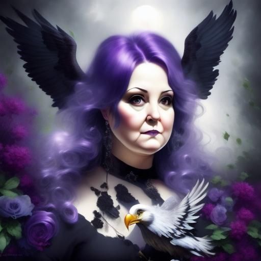 Gothic Woman Holding Eagle Portrait