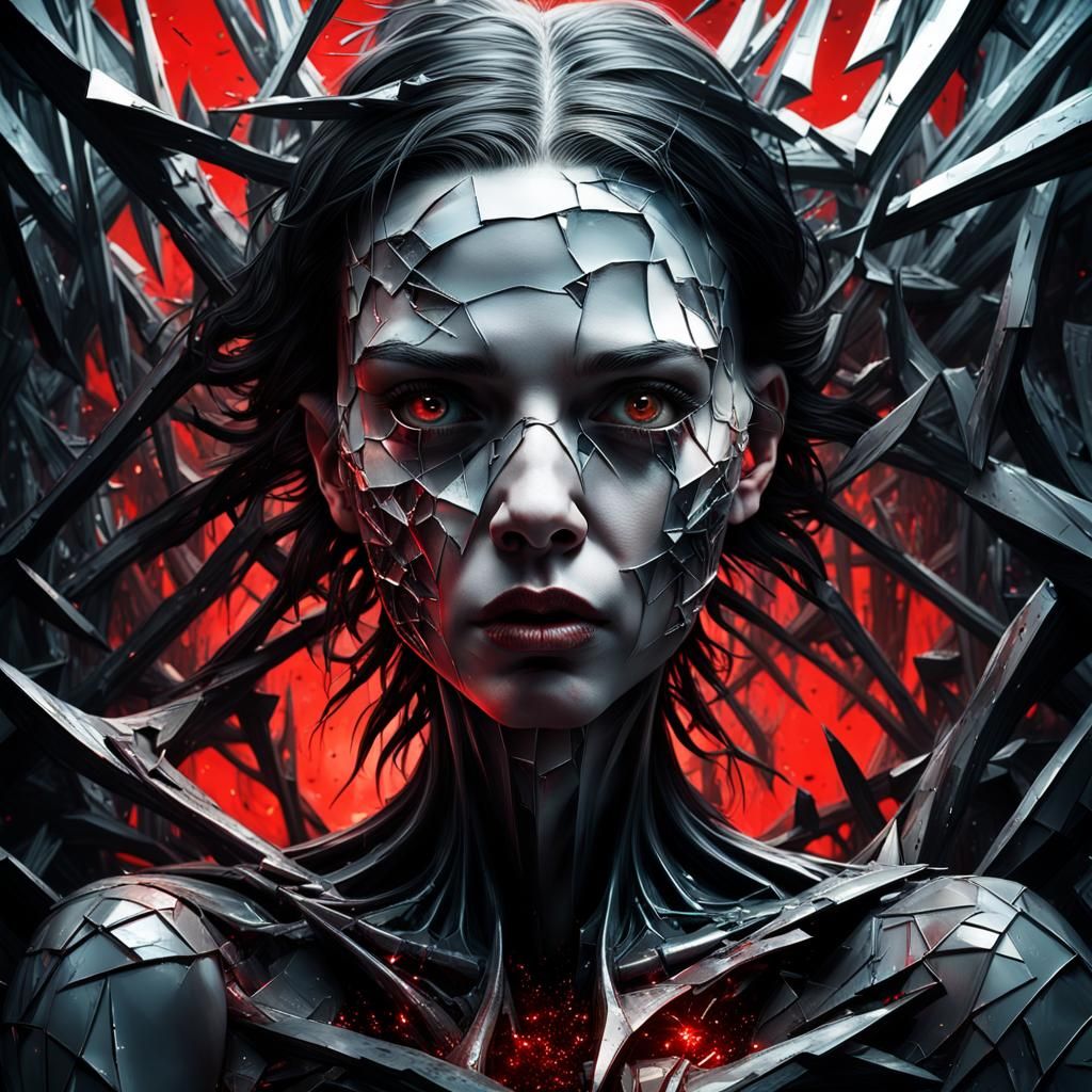 Dystopian Anguish: A Surreal Close-Up in Dark Fantasy Style