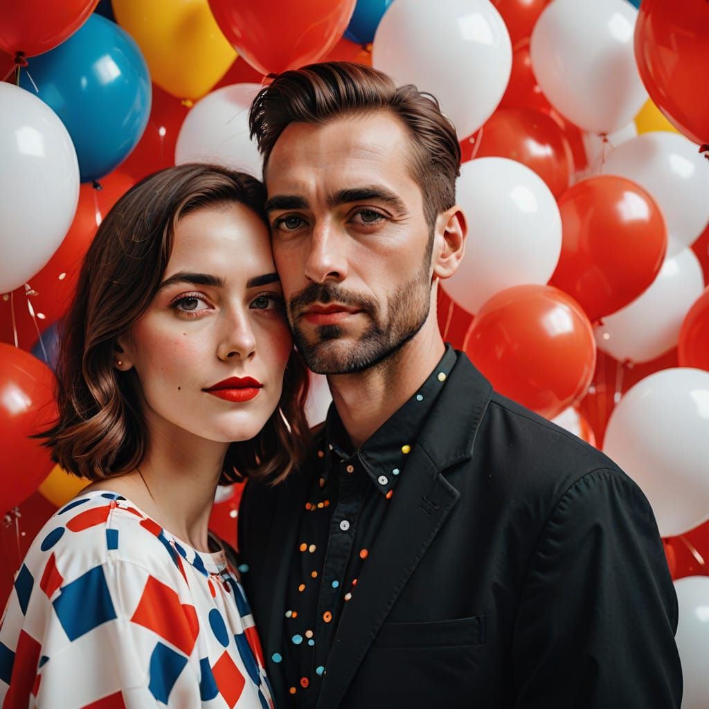 Happy Couple in Vibrant Pop Art Portrait